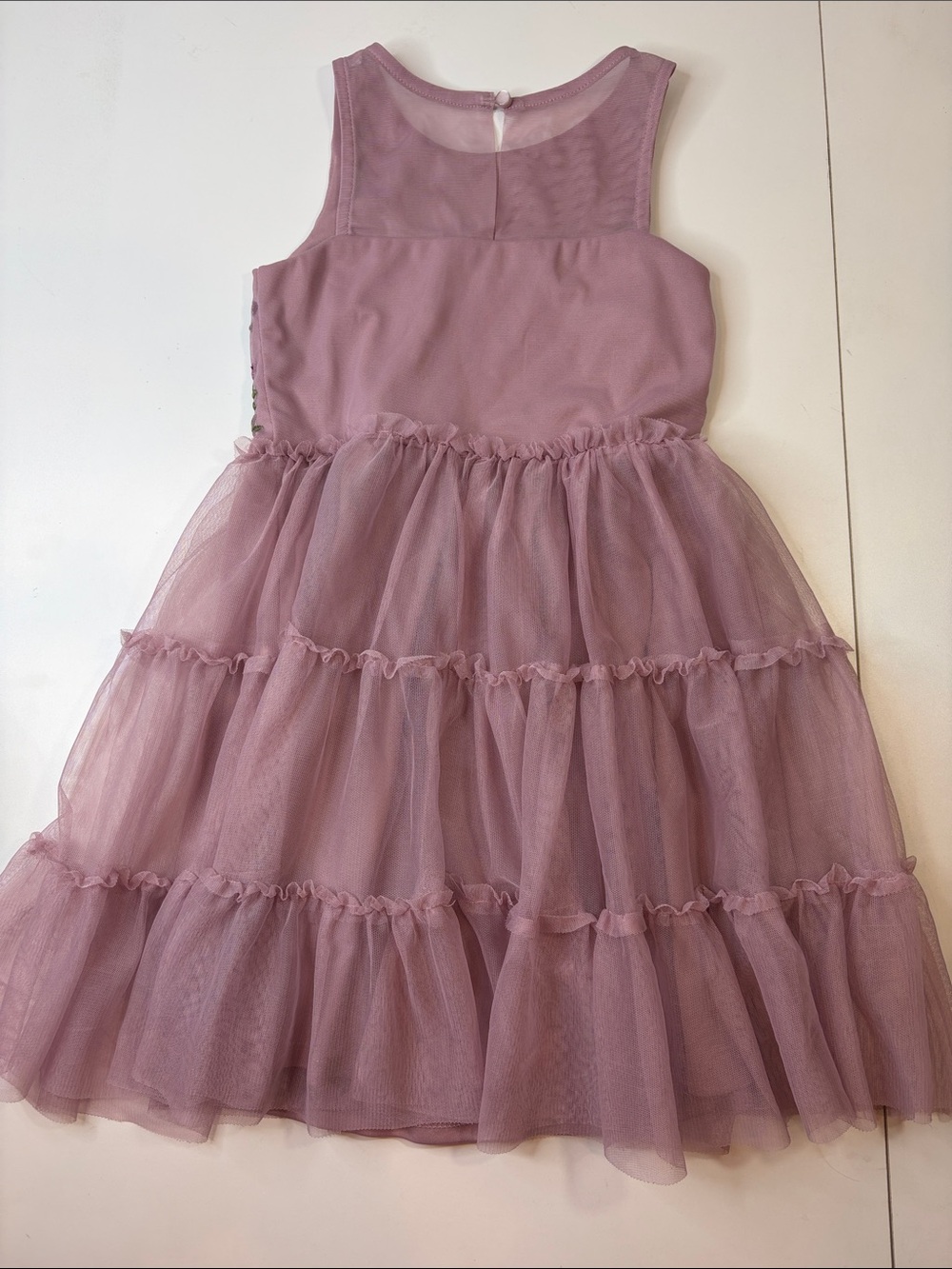 Cat & Jack Girls Mauve Embroidered Floral Tulle Flower Girl Party Dress Size 8 - Picture 8 of 12